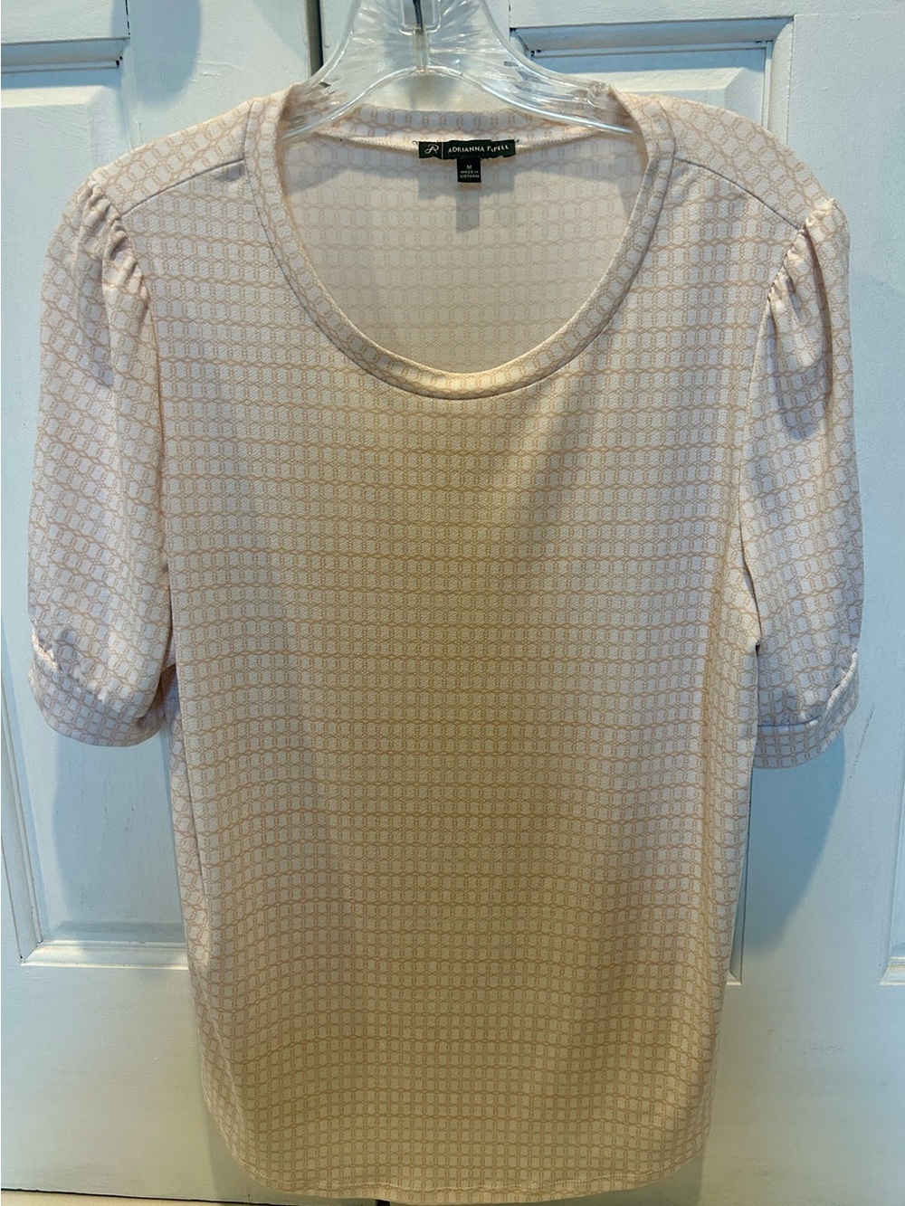 Adrianna Papell Pale Pink Short-Sleeve Patterned Tee